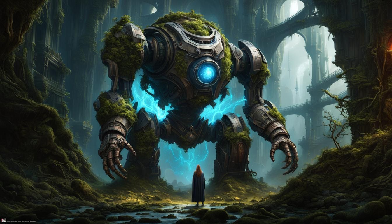Mossy Sci-Fi Golem in Lost Atlantis