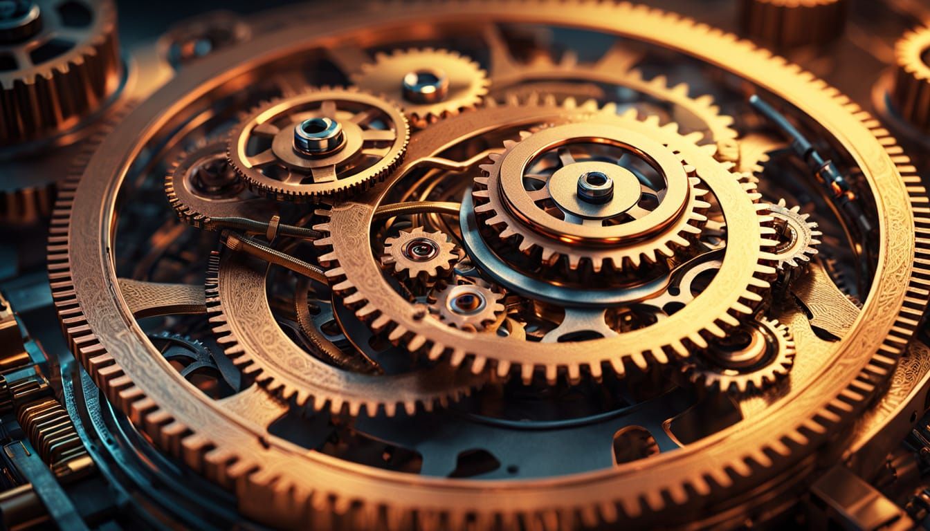 Intricate Machine with Glowing Copper Wires