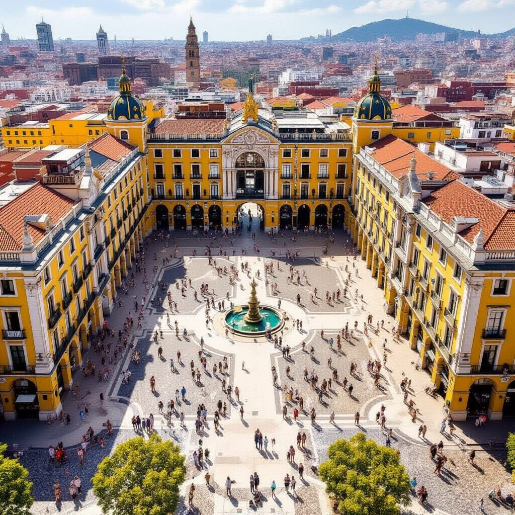 Aerial View of Praça do Comércio in Beaux-Arts Style
