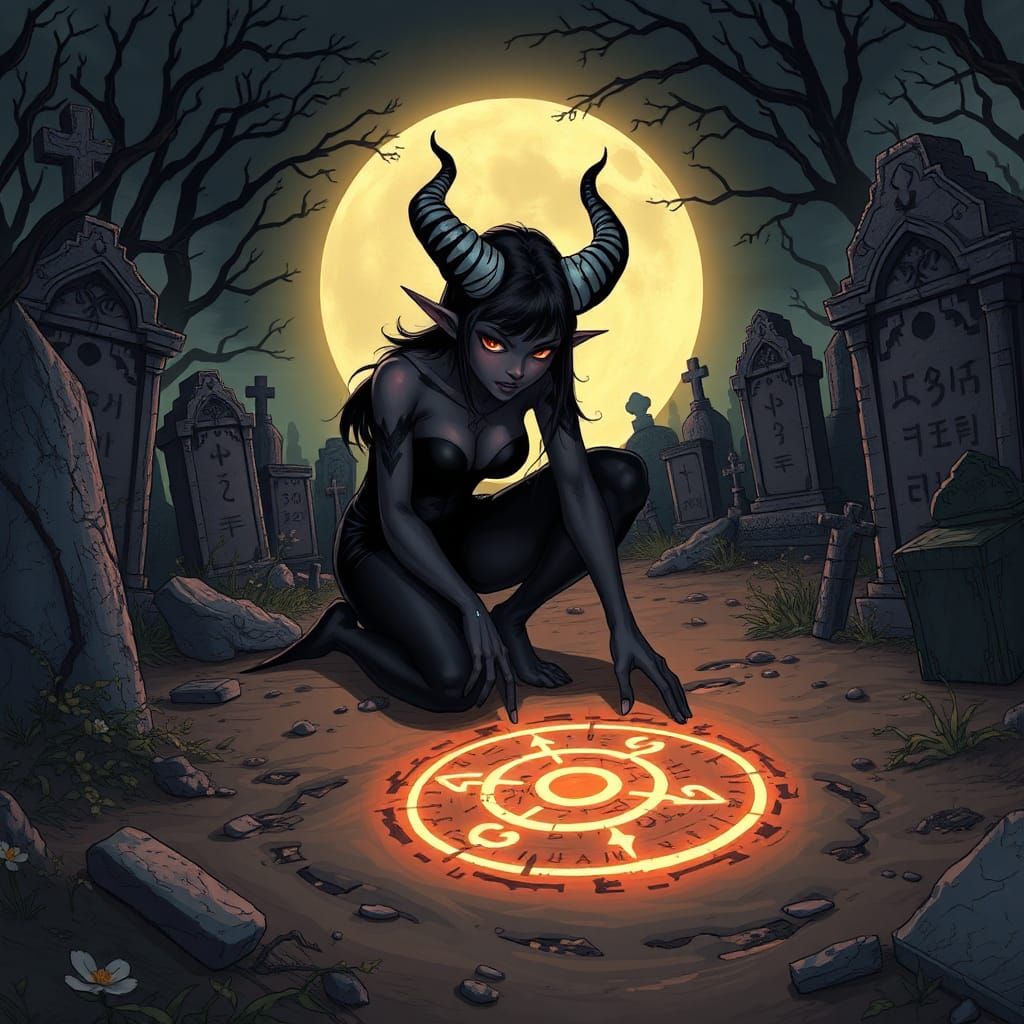 Imp Infusing Magic Rune in Anime Style