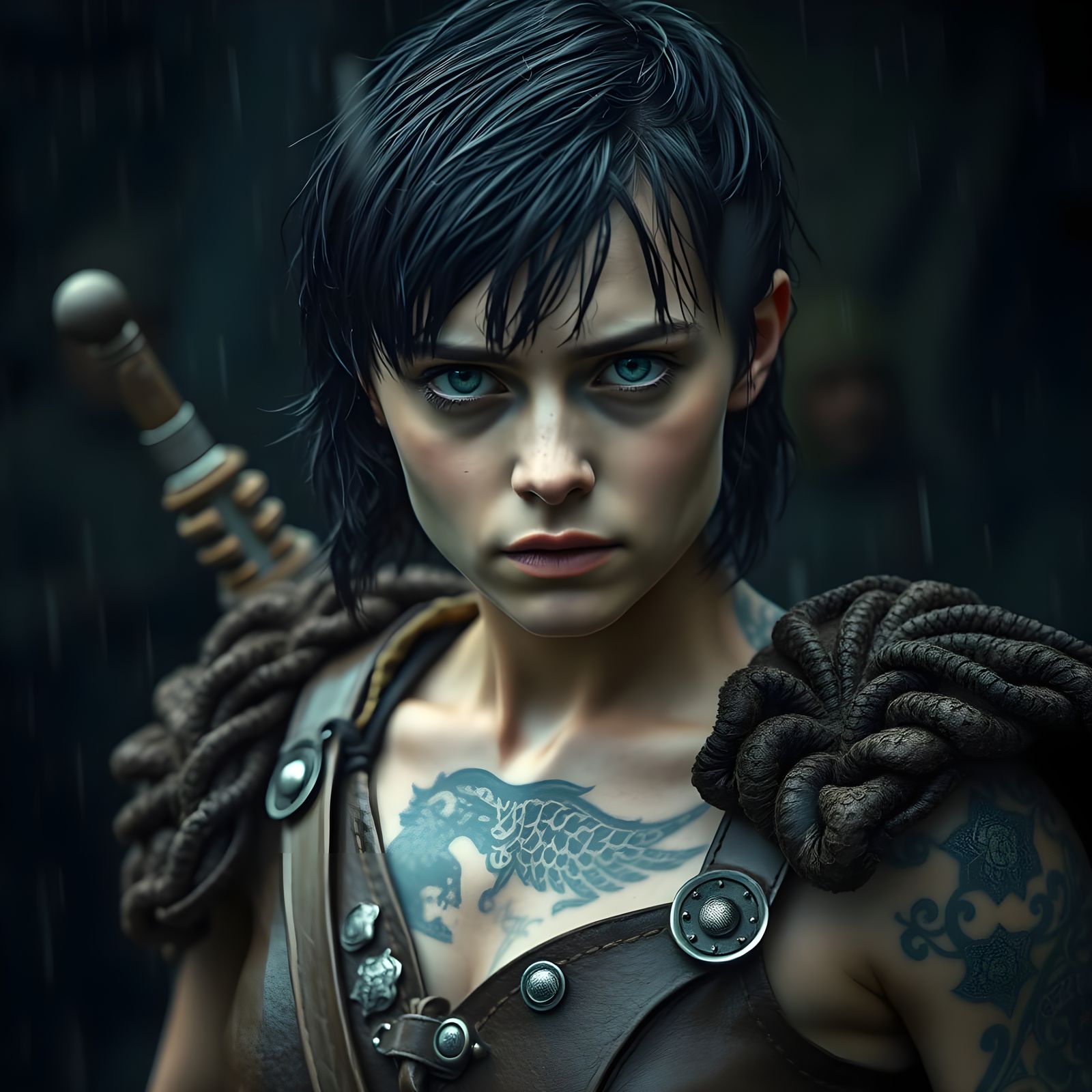 Cinematic Viking Warrior Portrait of Maisie Williams in the...
