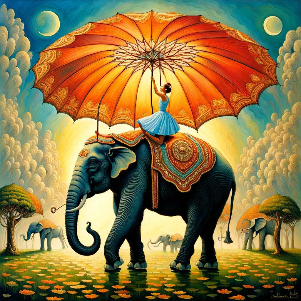 Ballerina's Serene Dance Atop Elephant