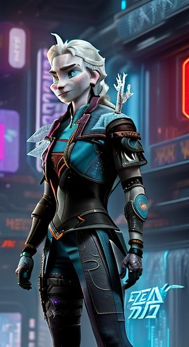 Cyberpunk Warrior in Dark Noir Style