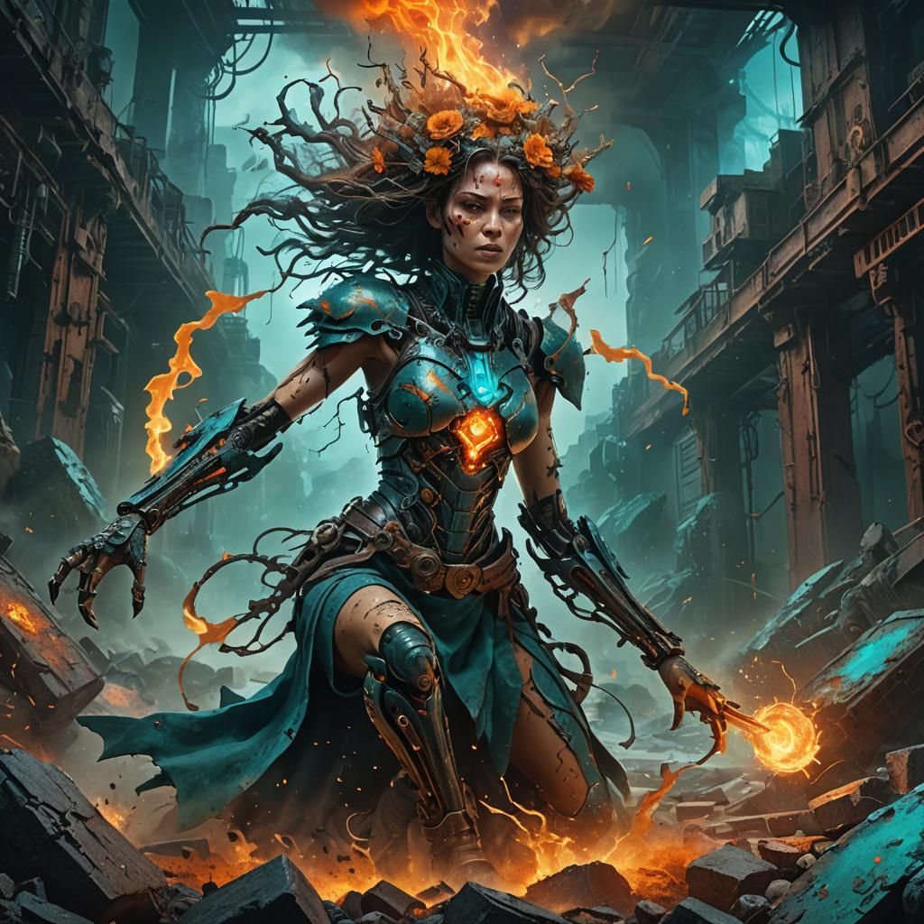 Maimed Woman Destroying Body: Fantasy Concept Art