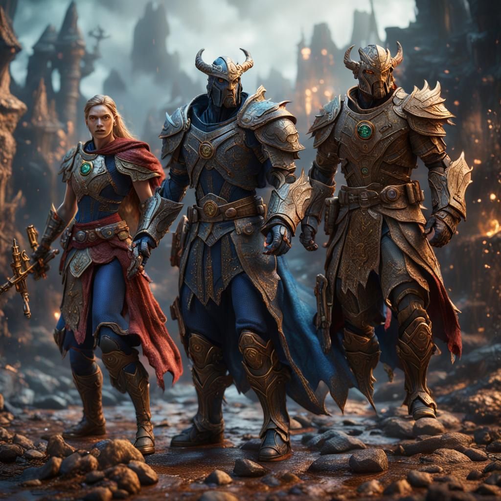 Detailed Action Figures in Fantasy Concept Art