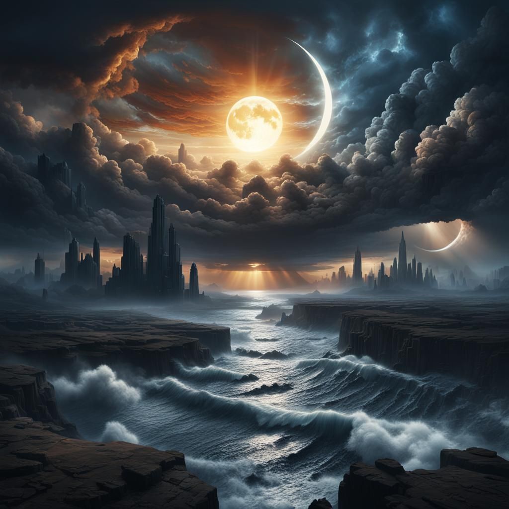 Dramatic Sky in Turmoil: Epic Digital Matte Painting