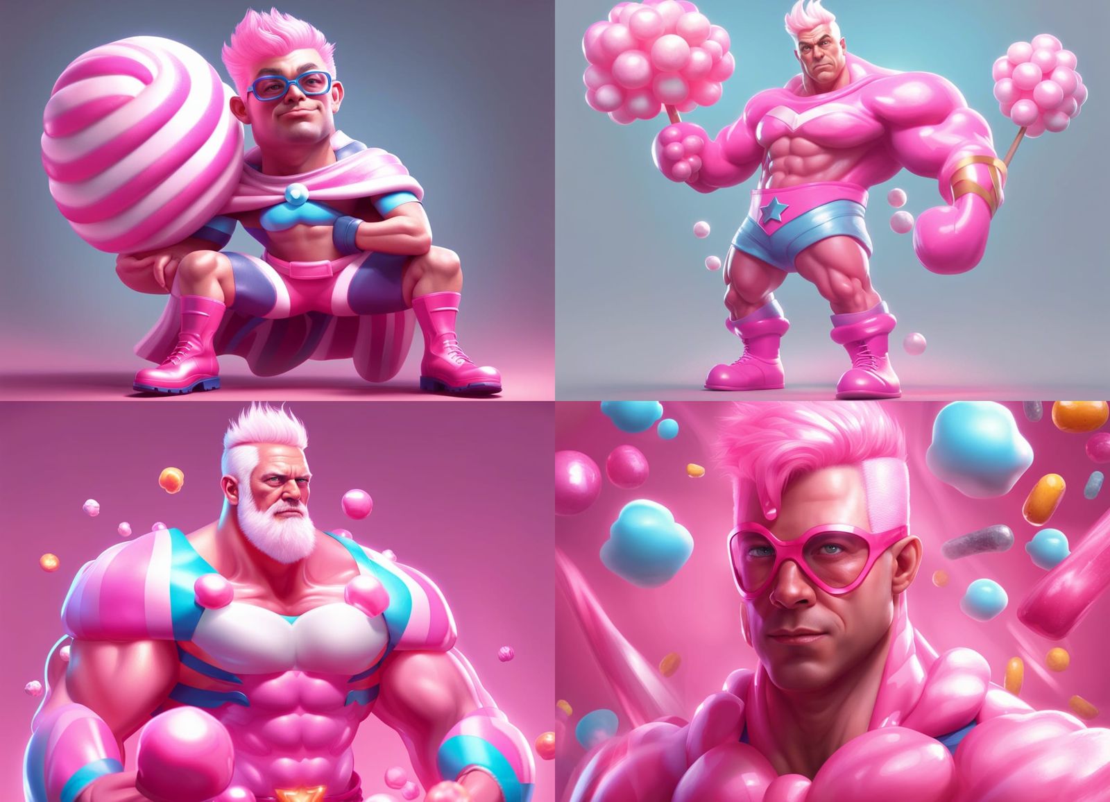 Candy Superhero Portrait in Hyperdetailed Digital Art Style