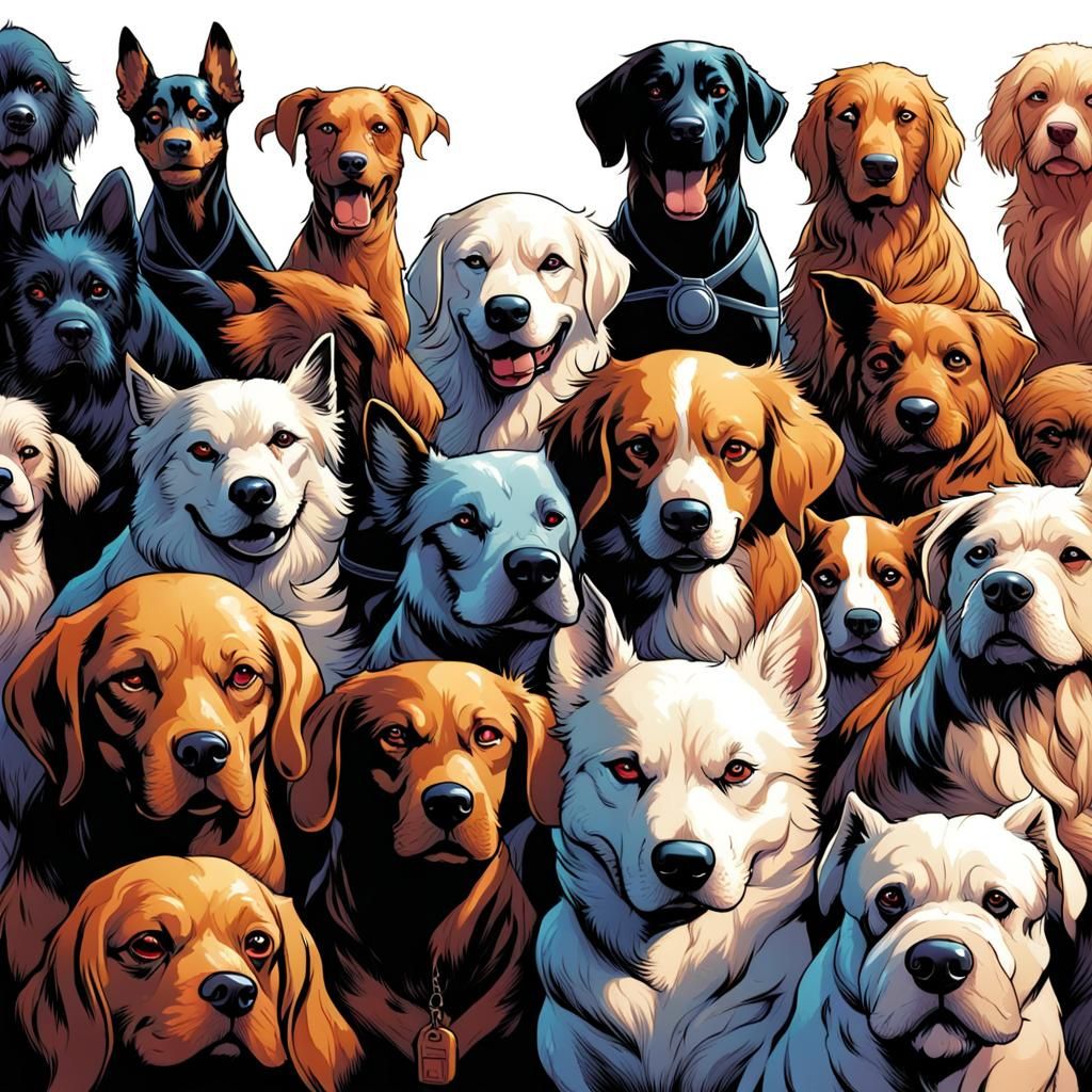 Dynamic Comic Art Dogs by Mark Brooks and Dan Mumford