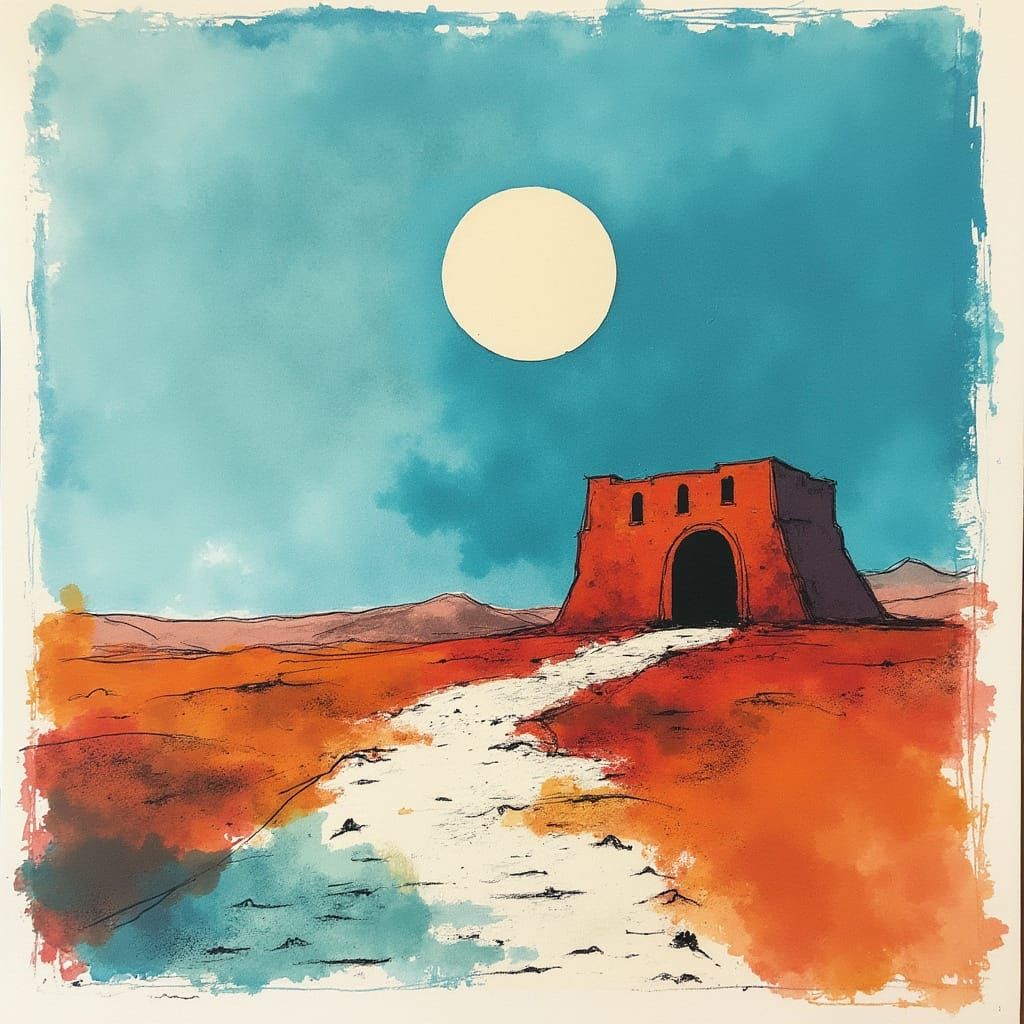 Desert Fort: Minimalist Abstract Collage