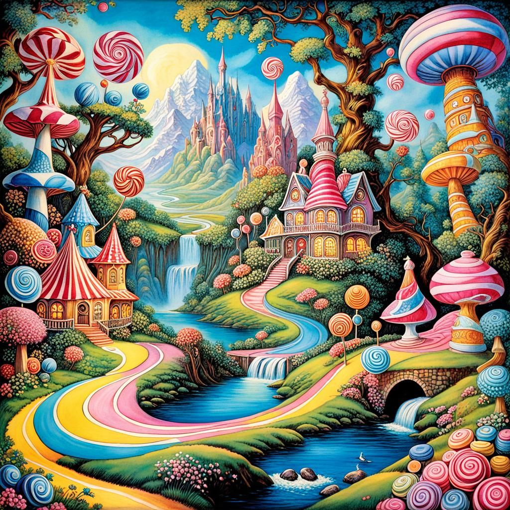 Vintage Candy Land Board Game, Digital Illustration