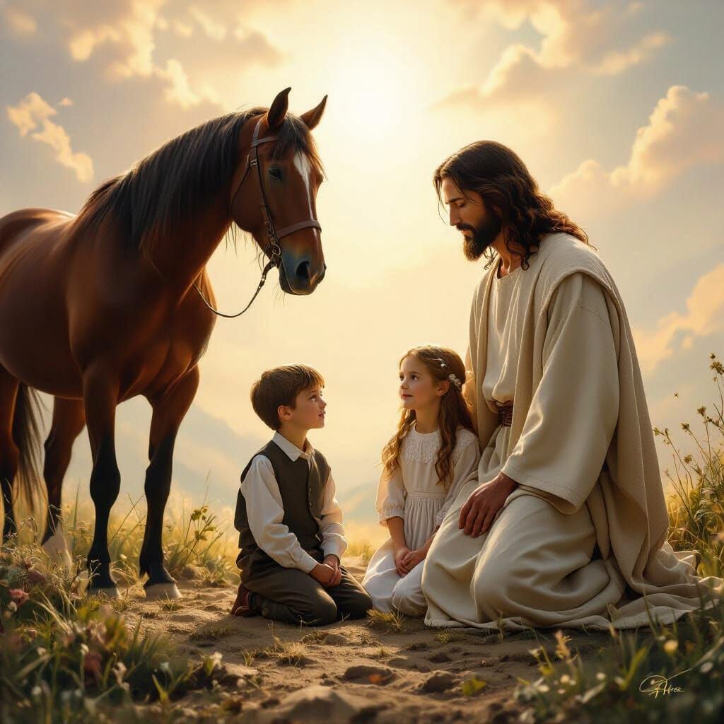 Jesus Welcomes Amish Children to Pearly Gates