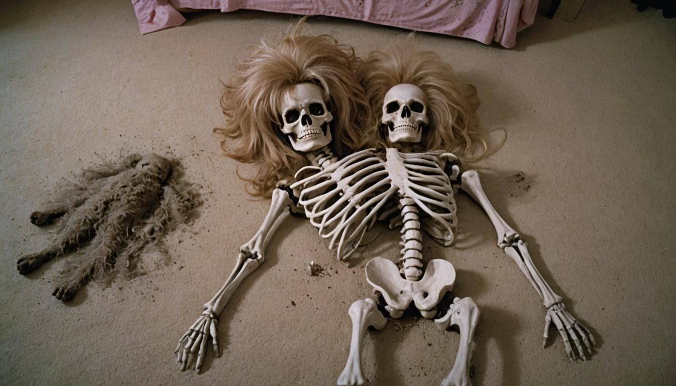 Patsy Stone Finds Skeleton in Cinematic Film Still