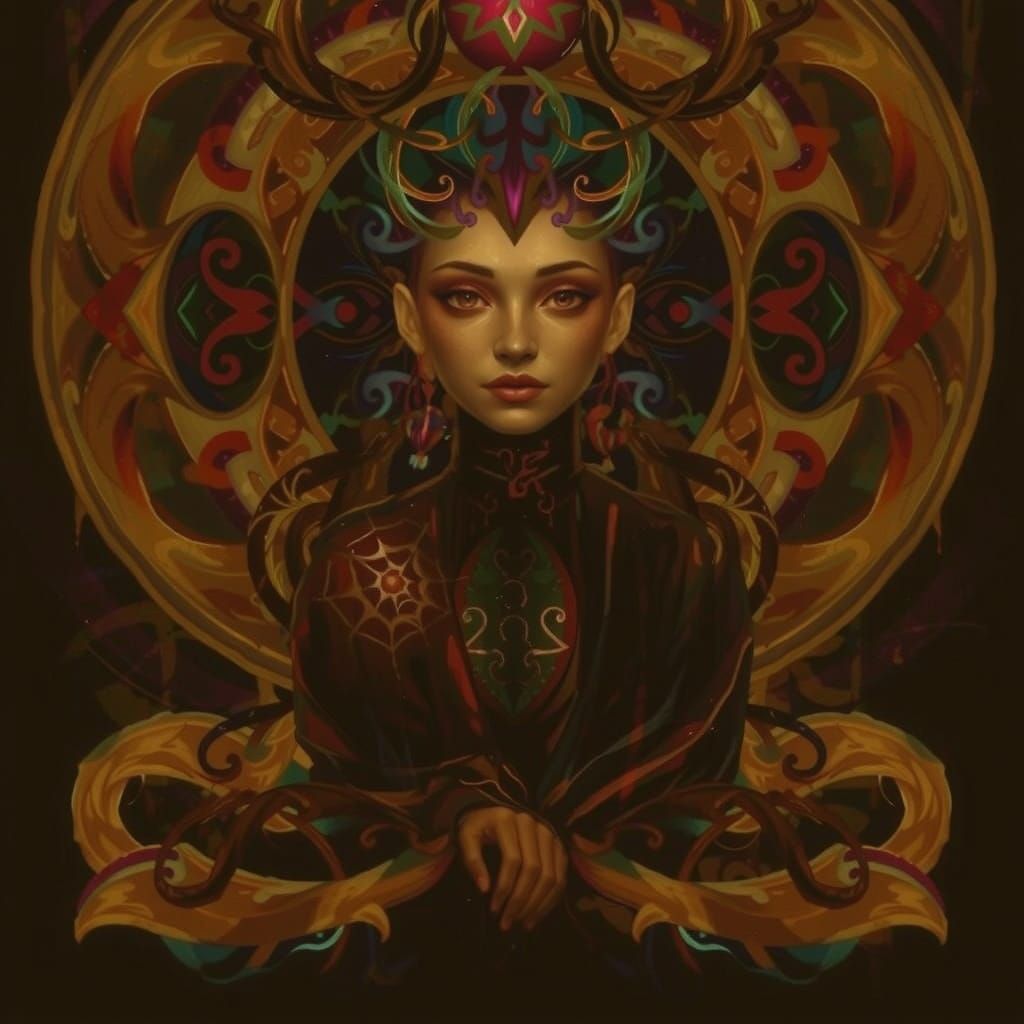 Abstract Expressionism with Iridescent Swirling Patterns