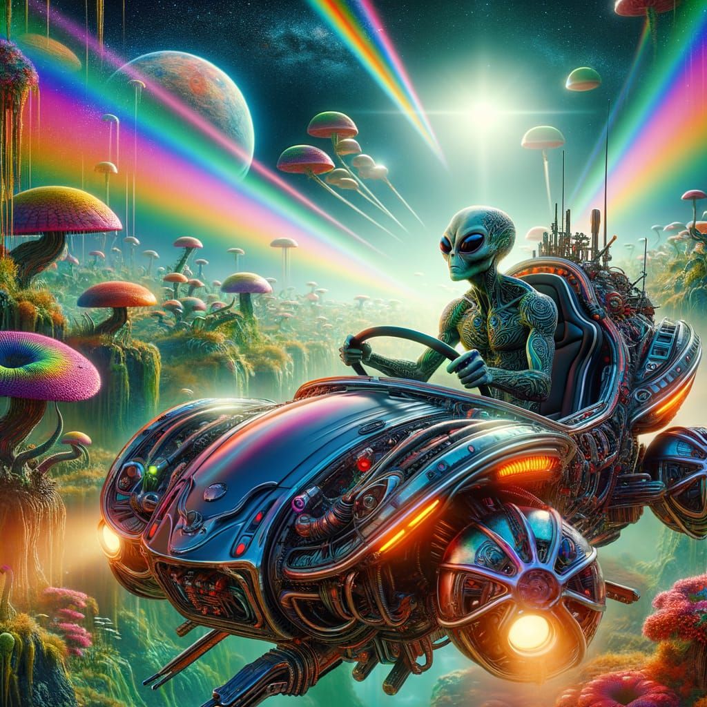Alien Road Trip in Six-Wheeled Convertible