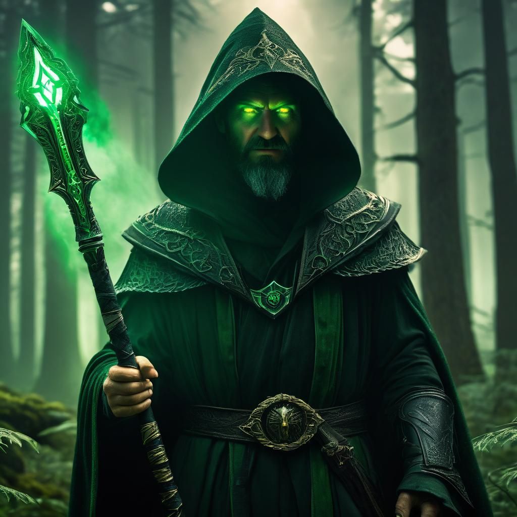 Mystical Emerald Eye Glaive in Dark Fantasy Style