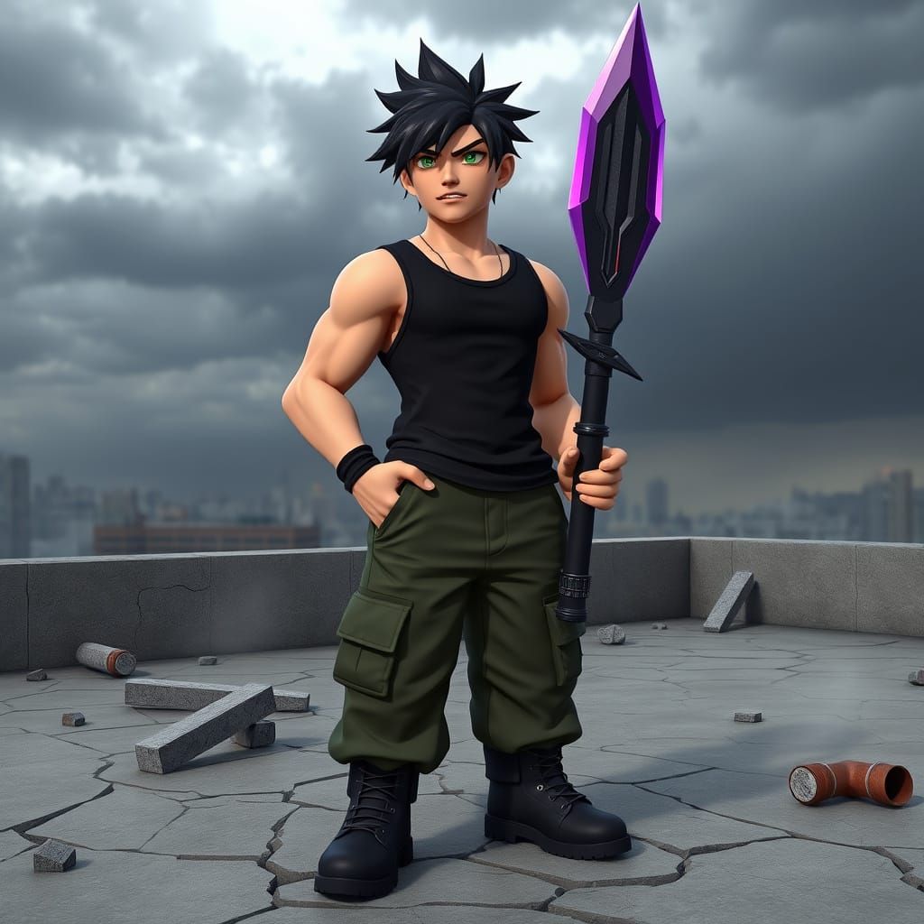 Voxel Anime Character in Low-Poly Art Style