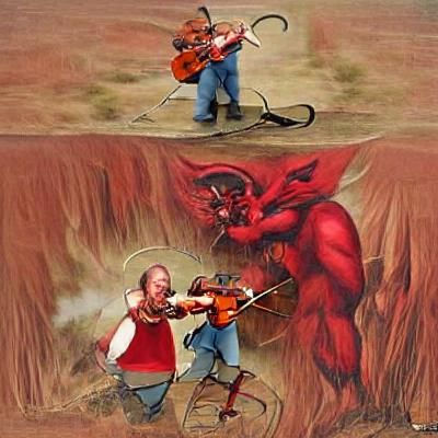 Surreal Landscape with Fiery Sky