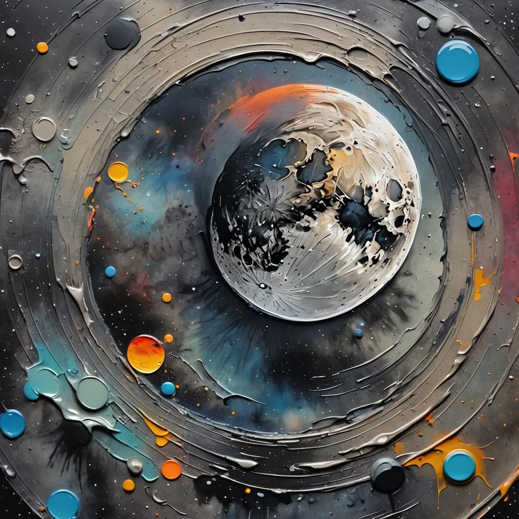 Detailed Moon View in Graffiti Art Style