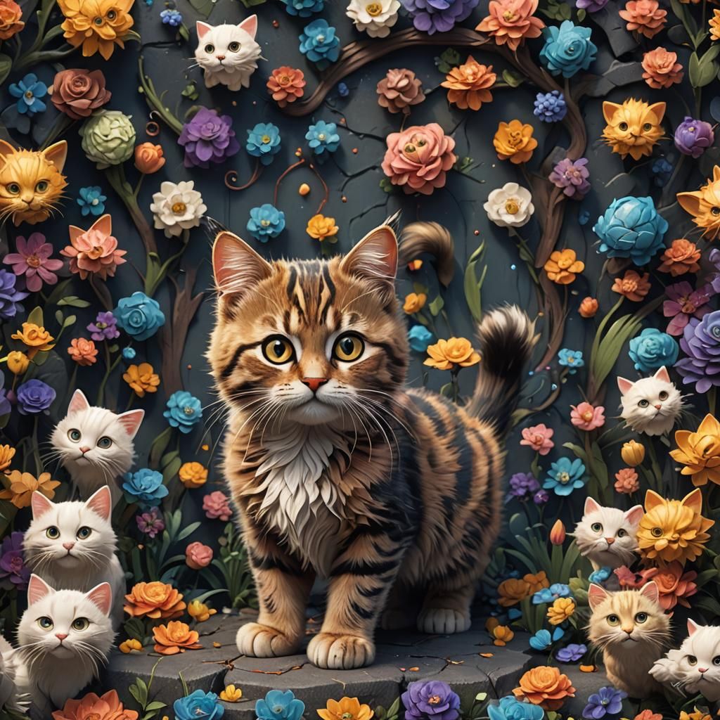 Cute Cat in Detailed Matte Painting