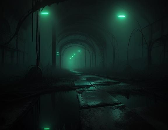 Biomorphic Basilisk in Abandoned Tunnel: Surreal Sci-Fi Horr...