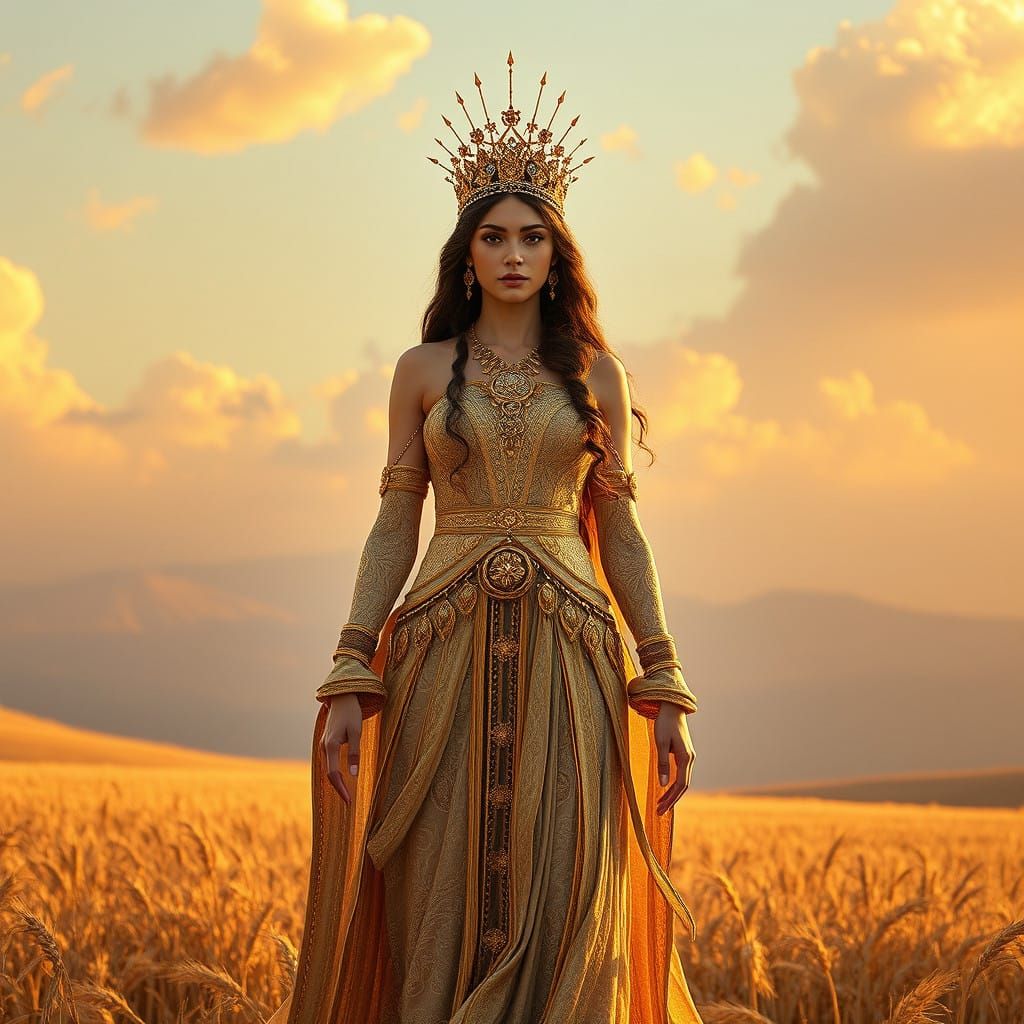 Serenity Embodied: Spenta Armaiti in Majestic Splendor