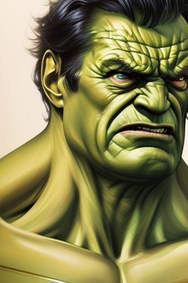 Stan Lee as Hyper-Detailed Hulk Portrait