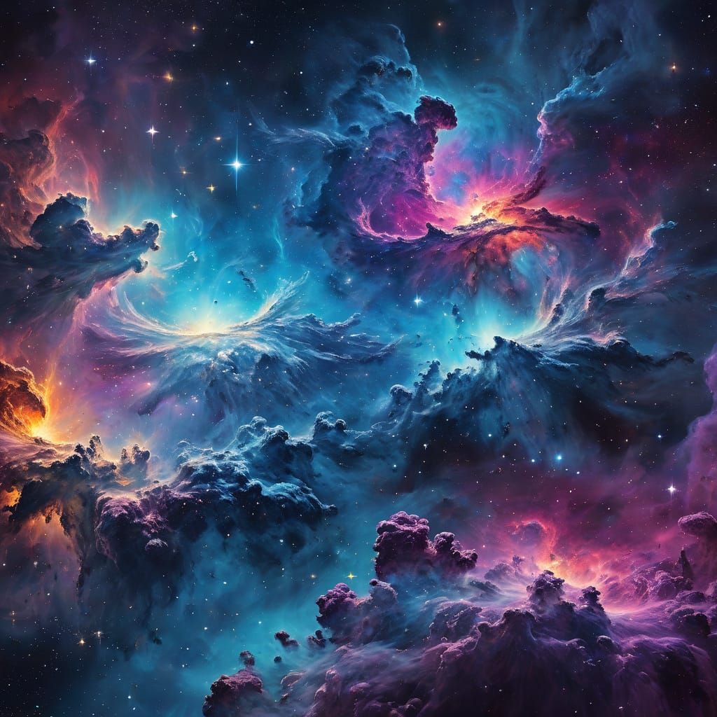 Vibrant Panoramic View of Lagoon Nebula in Space