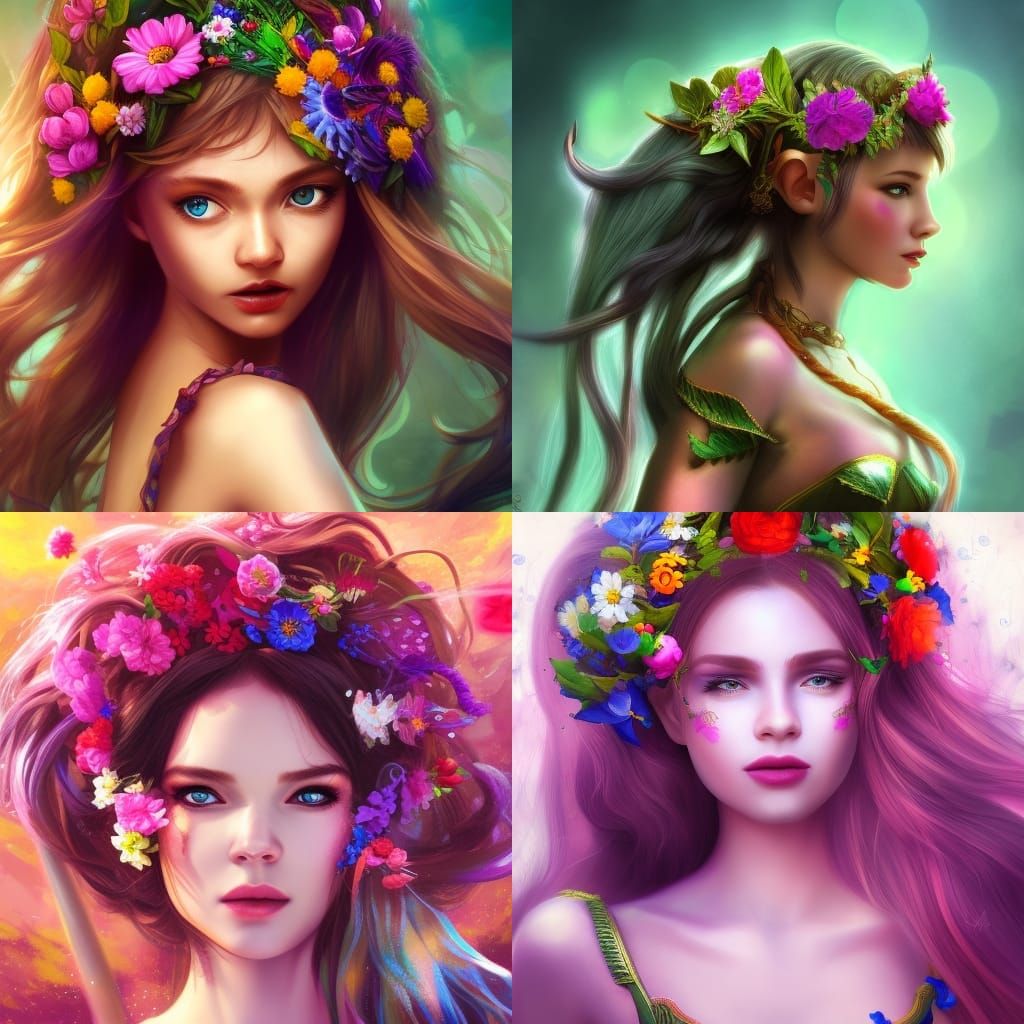 Elf Princess Portrait in Hyperrealistic Splash Art