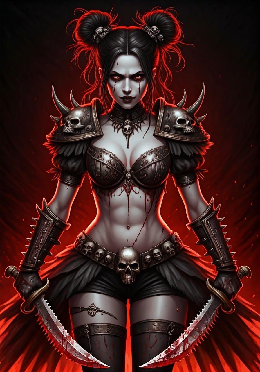 Grotesque Circus Princess with Bloody Blades