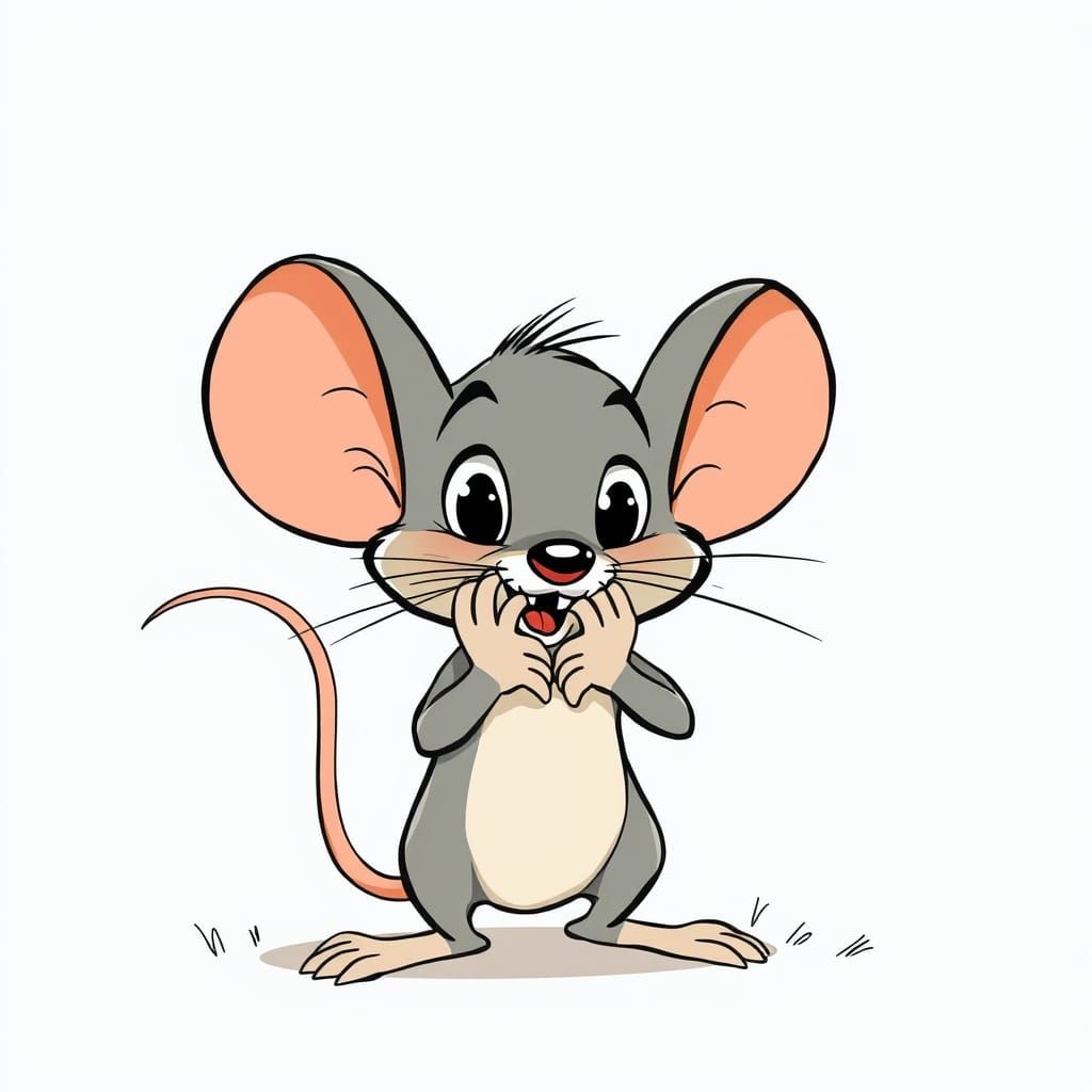 Shy Mouse Caricature in 1950s Cartoon Style