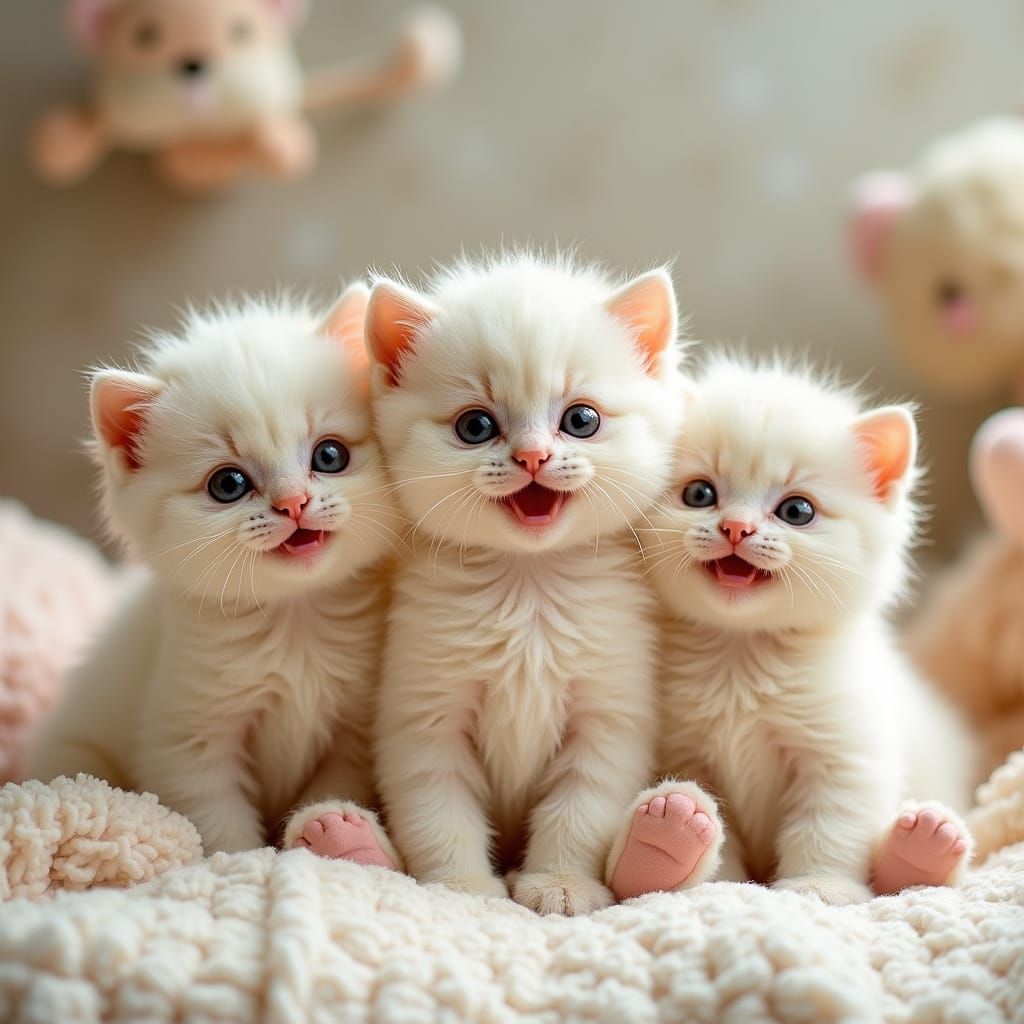 Cute Selkirk Rex Kittens Snuggle with Happy Babies