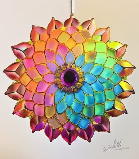Rainbow Flower Mandala: Ethereal Sci-Fi Art