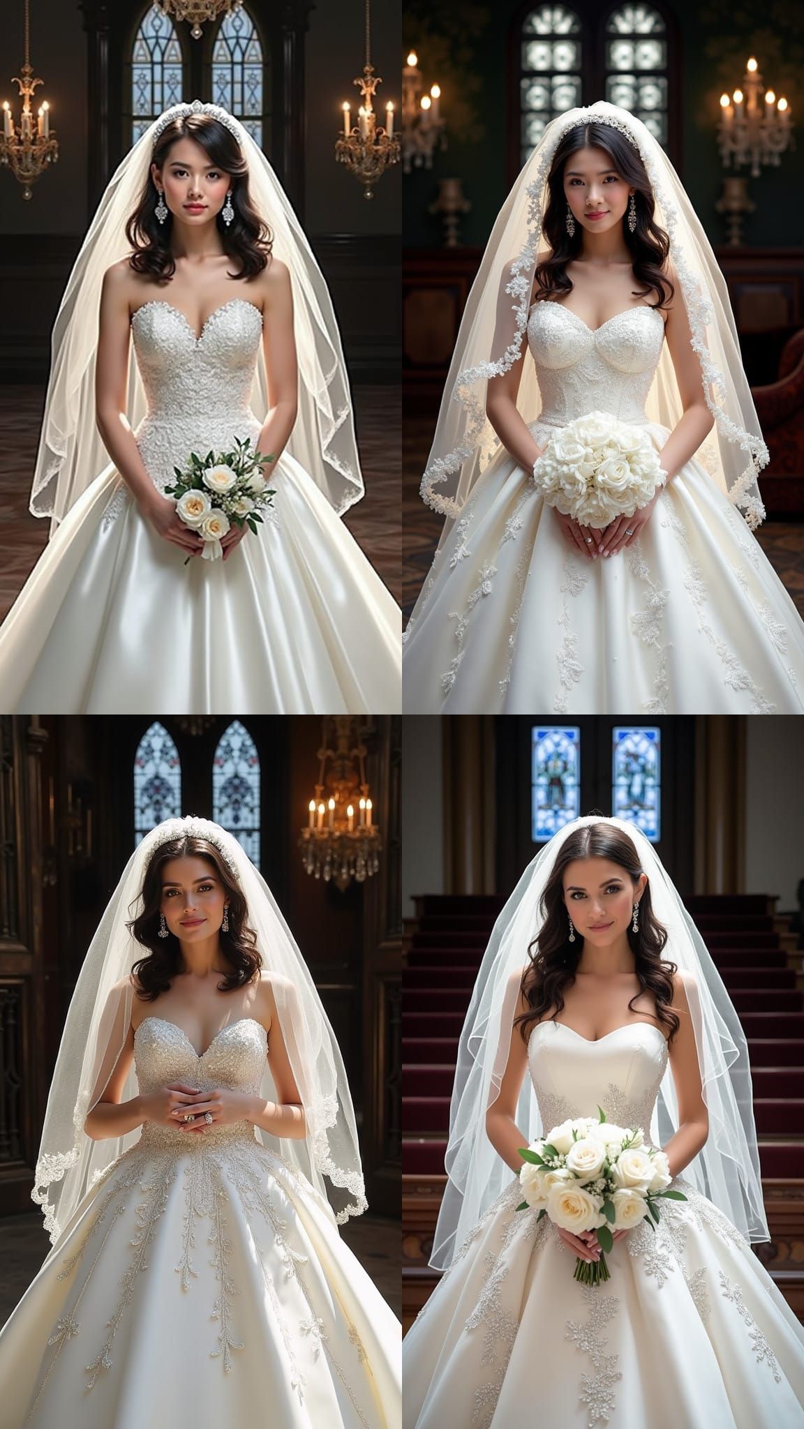 Radiant Bride in Exquisite Ivory Wedding Gown