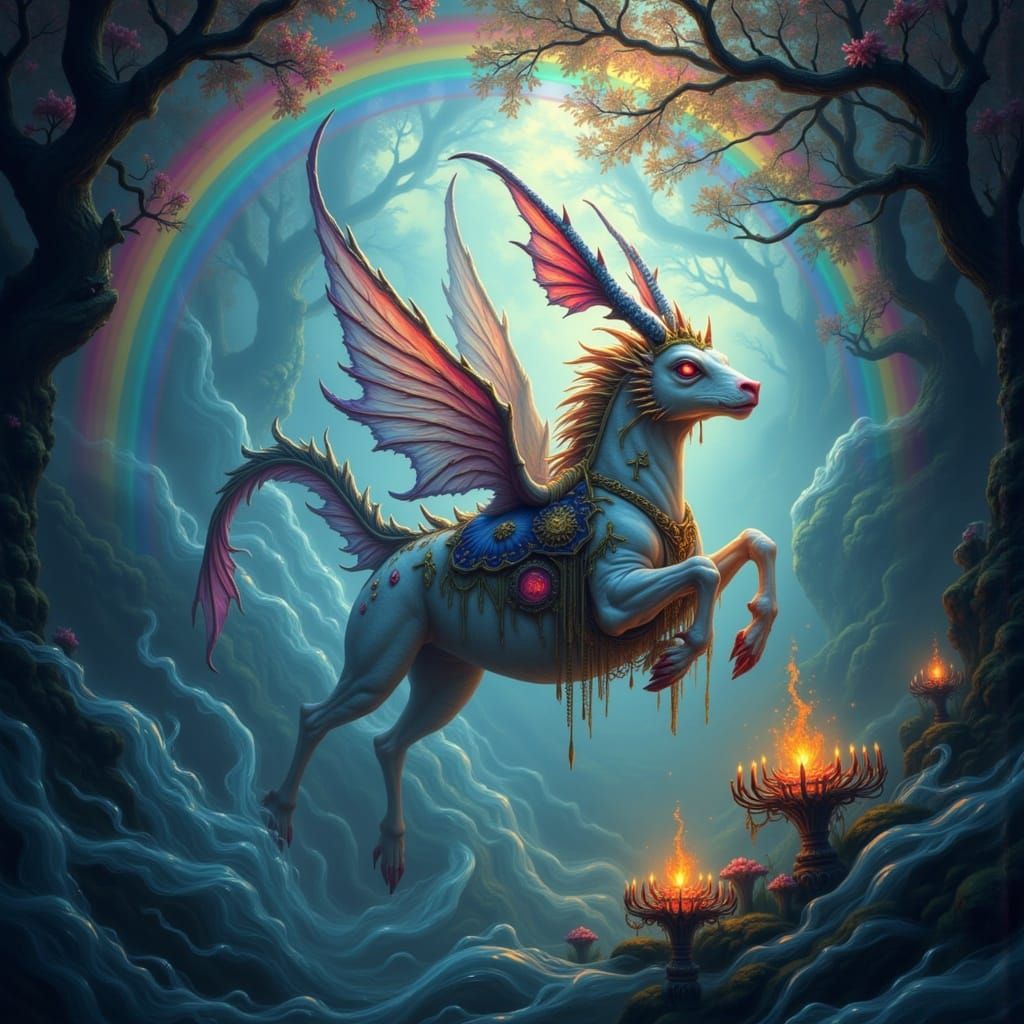 Whimsical Elf Carousel in Vibrant Rainbow Hues