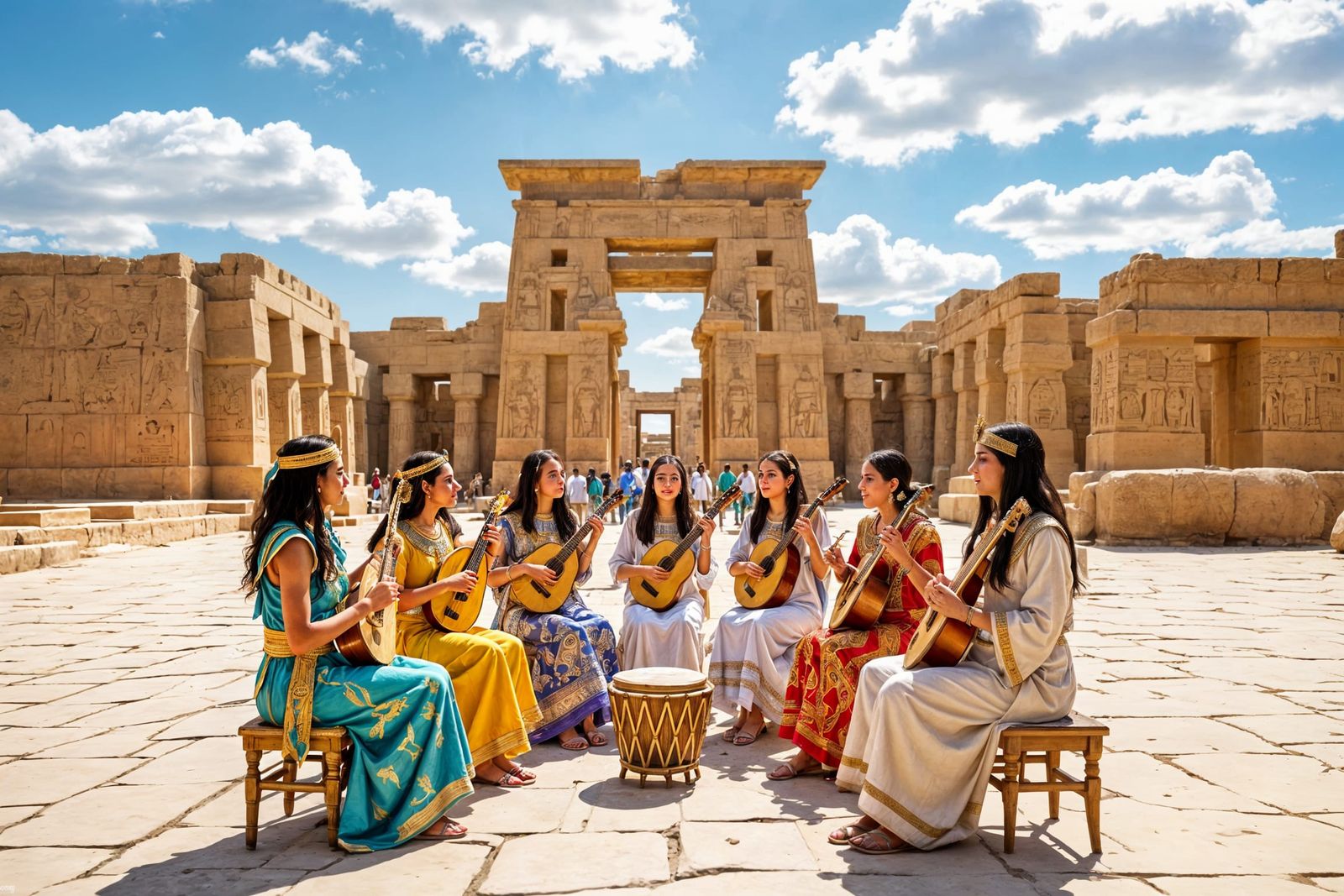 Ancient Egyptian Musicians at Karnak Temple