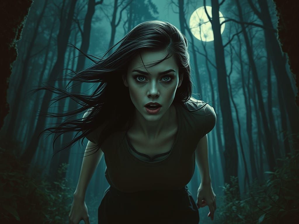 Terrified Woman Flees in Liminal Space