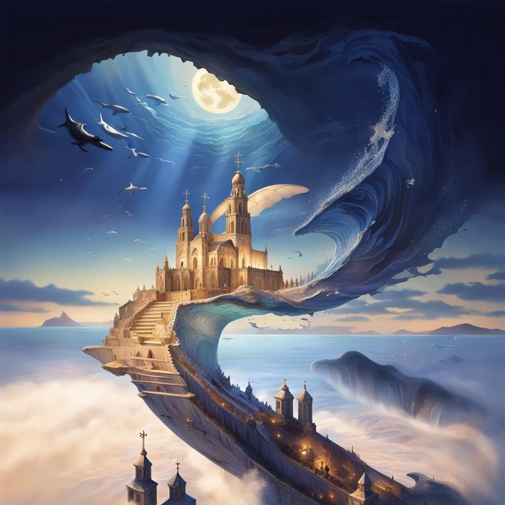 Gothic Cathedral in Whale's Mouth: Ocean Dream