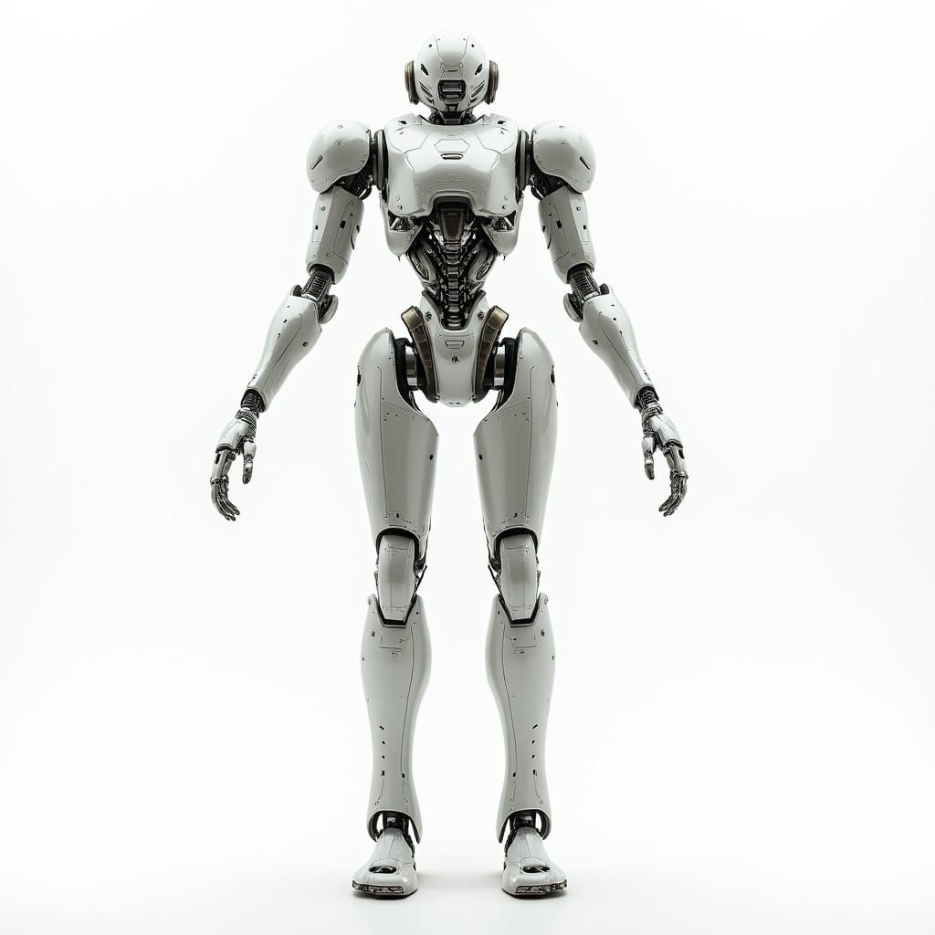 Futuristic AI Robot in Cyberpunk Style