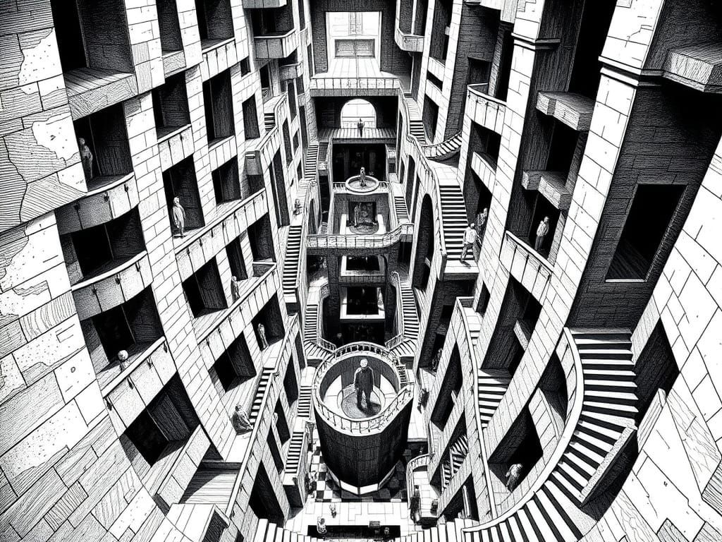 Mind-Bending Brutalist Labyrinth Inspired by Escher