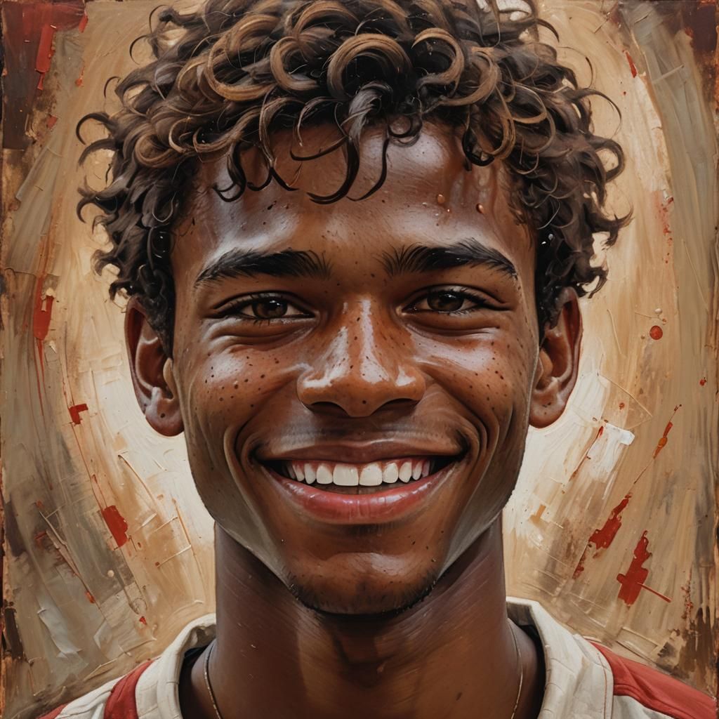 Expressive Portrait of Young Man in Oil Painting Style