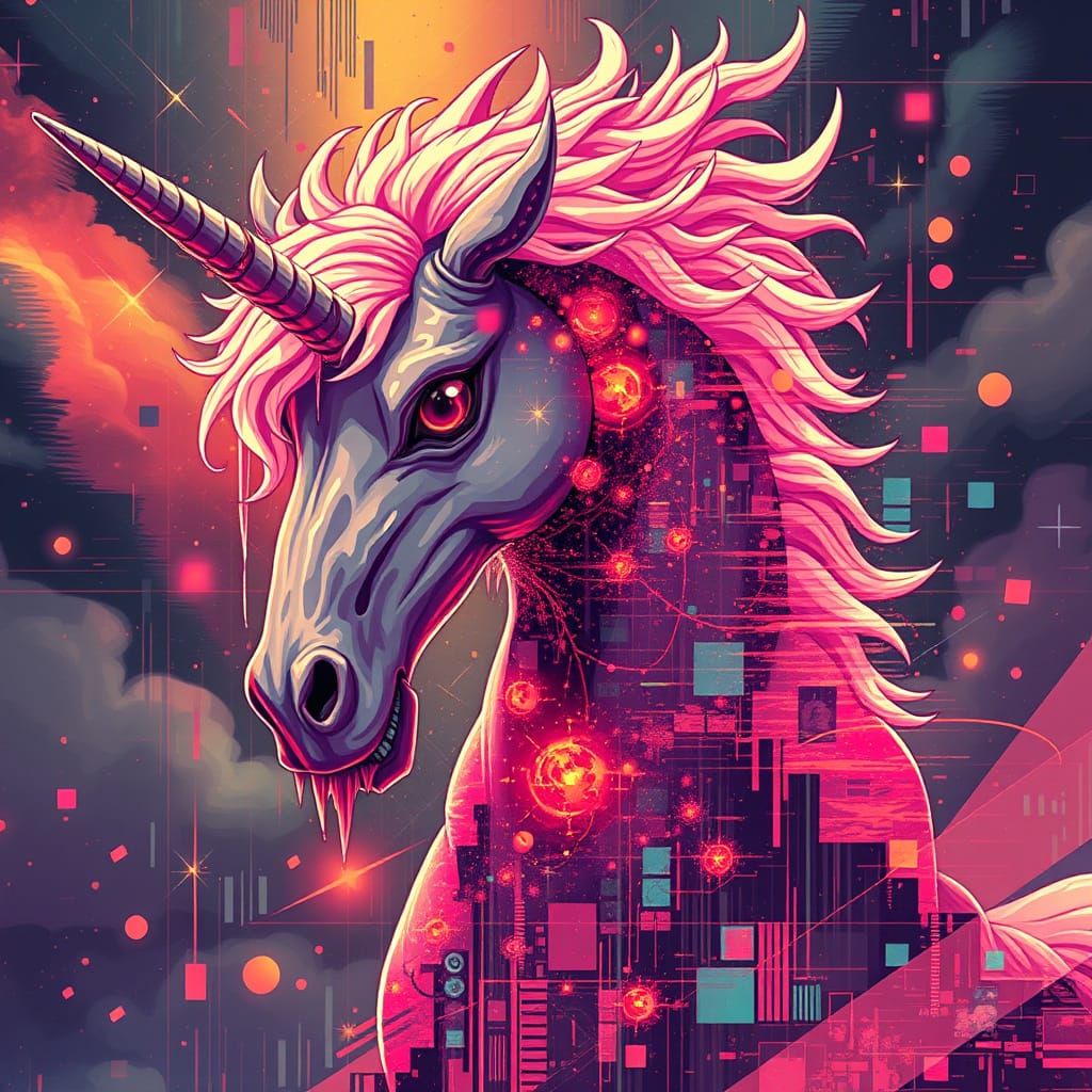 Melting Hippogriff in Distorted Anime Style