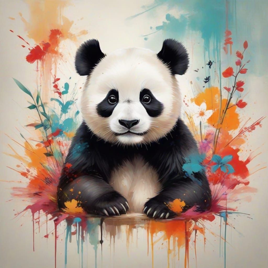 Vibrant Panda in Japanese Cultural Heritage