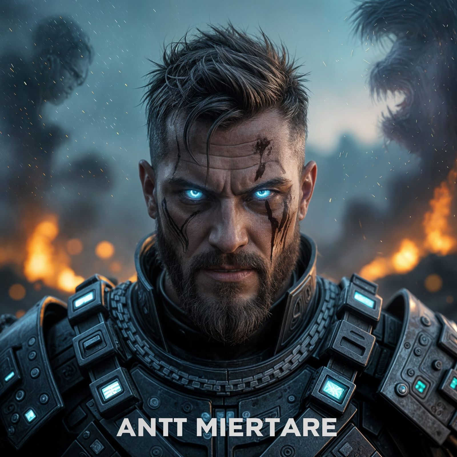 Furious Warrior in Hybrid Armor on Burning Alien World