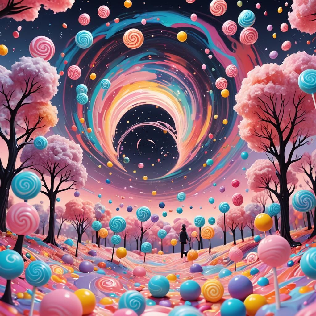 Colorful Anime Art of Candy Landscape Escape