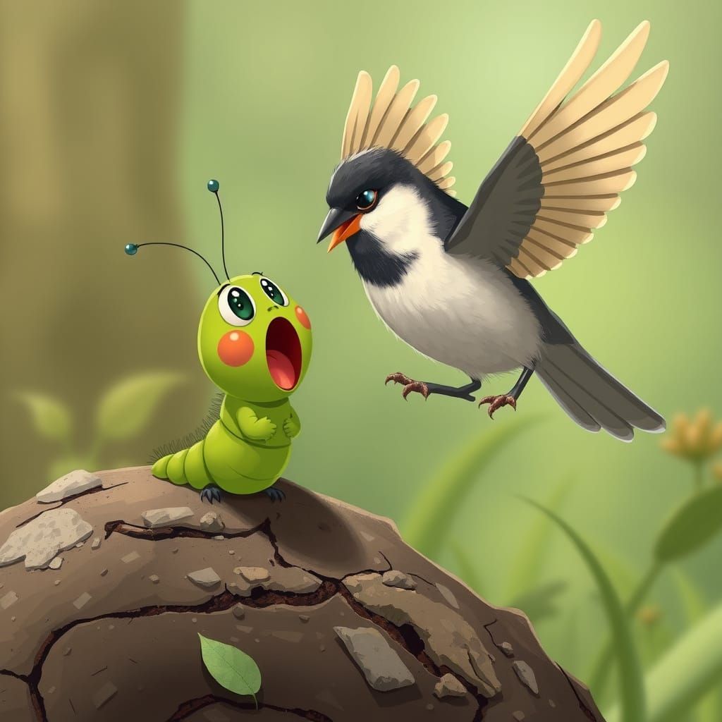 Screaming Caterpillar Meets Sparrow in Cel Animation