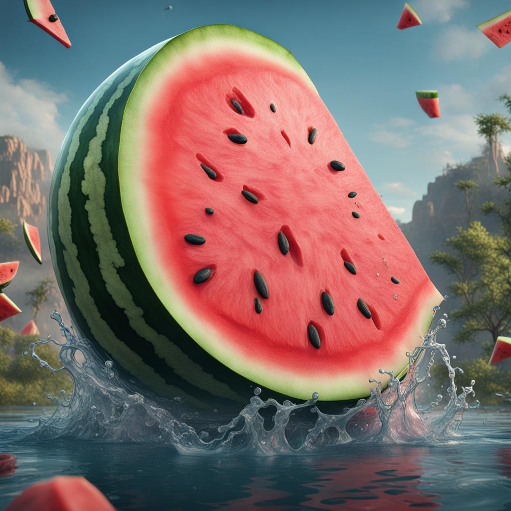 Fantastical Watermelon in Detailed Matte Painting