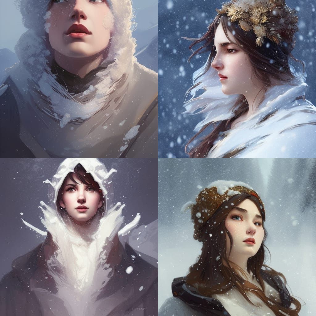 Snowy Mountains Singer Portrait in Hyperdetailed Style