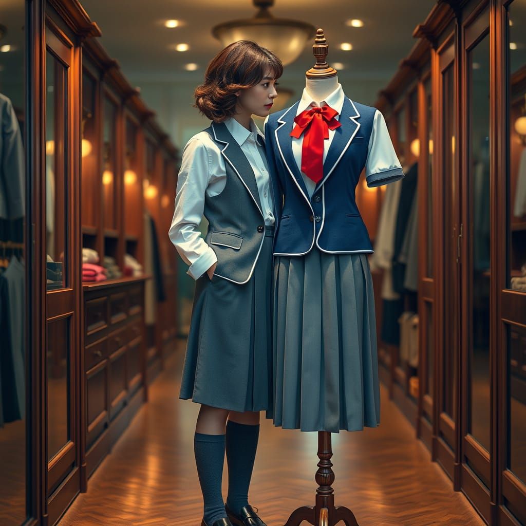 Serene Schoolgirl Uniform in Elegant Setting