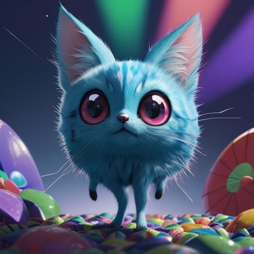 Candy Kitten in Candyland: Digital Illustration