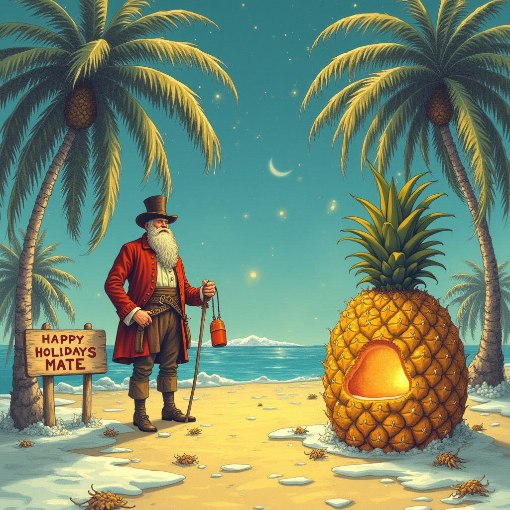 Tropical North Pole Scene: Vintage Travel Poster